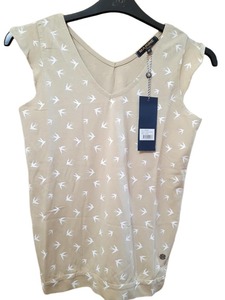 Roxanne Ritchi Débardeur gris à imprimé motif pour femme, col en V, manches courtes, décontracté, 100 % coton, coupe ajustée, respirant - Product Image 5