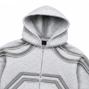Conjunto de Sudadera con Capucha y Pantalones Deportivos Anchos de Algodón 100% Gris Sólido, Estilo Urbano Premium, Talla Grande, Personalizado, para Unisex, Ropa de Invierno - Product Image 4