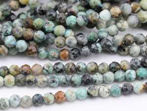 Cuentas de Turquesa Africana Natural Facetadas Redondas de 2mm 3mm 4mm, Cuentas Sueltas para Fabricación de Joyas, Pulseras, DIY, Venta al Por Mayor - Product Image 1