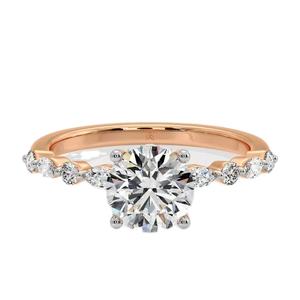 Anillo de Compromiso y Boda Solitario de 1.5 Ct con Diamante Creado en Laboratorio, Plata 925, Banda con Acentos de Diamantes, Clásico de 4 Puntas, Certificado para Promesa Nupcial - Product Image 1