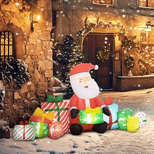 Babbo Natale Gonfiabile in PVC da 1,35 m con Scatole Regalo e Luci LED Bianche per Esposizione Esterna - Product Image 2