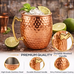 Moscow Mule Mug 500 ml | Stainless Steel Cocktail Mug with <b>Handle</b> | Hammered Drink Mug for Beer Cocktails Iced Drinks & Mocktai - Product Image 2