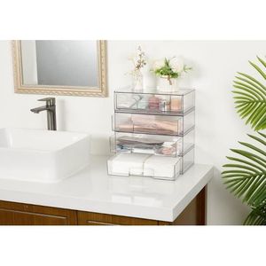 Clear <b>Stackable</b> <b>Storage</b> <b>Drawers</b> 12.1 Ft 3-Pack Acrylic Plastic Organizer Bins for Makeup Palettes and Cosmetics - Product Image 5