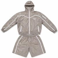 Ensemble short et veste coupe-vent légère en nylon pour homme, personnalisable, avec capuche et fermeture éclair, style streetwear décontracté, color block, pour l'été