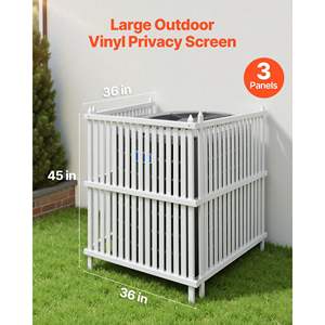 3 Panels Outdoor <b>Privacy</b> <b>Screen</b> 36 X 45 White Vinyl Air Conditioner <b>Fence</b> 19.7 Ground Stakes Pool Equipment Door Window <b>Screens</b> - Product Image 2