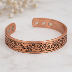 Elegant Woven Pattern Magnetic Pure Copper Wrist Cuff With Embossed Design Luxury Metal Jewelry Promotional <b>Novelty</b> Gift - Product Image 5