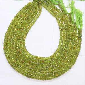 Cuentas de peridoto natural lisas en forma de rondel de 5-6 mm, cuentas de peridoto en forma de rondel, cuentas de peridoto sueltas para la fabricación de joyería al por mayor. - Product Image 1