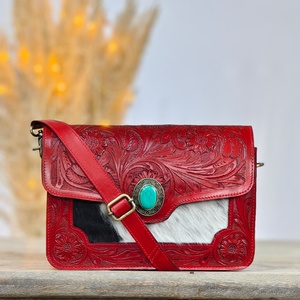 Nouveau sac à bandoulière pour femme en cuir de vachette véritable de haute qualité, rouge, fait main, best-seller, sac à main de luxe de créateur - Product Image 1