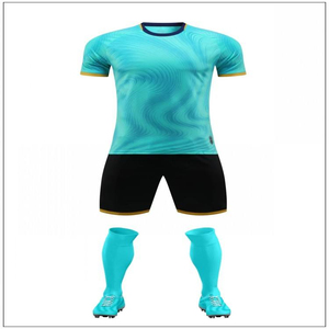 Men's Soccer Uniform Set <b>Short</b> Sleeve Crew Neck Gradient Blue Black <b>Shorts</b> Moisture Wicking Spandex/Cotton Breathable Front - Product Image 1