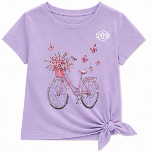 T-shirt pour filles à manches courtes et col rond, imprimé sur mesure, en coton doux et respirant, mode décontractée pour enfants, vêtements de printemps et d'été de qualité supérieure - Product Image 1