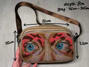 กระเป๋าสะพายหนังปักลายตาประดับลูกปัด - Product Image 4