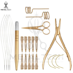 Kit d'outils pour extensions de cheveux, pinces à extensions de cheveux en acier inoxydable, aiguilles, crochet de tirage, accessoires professionnels pour salon de beauté - Product Image 2