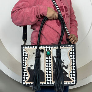 กระเป๋าสะพายไหล่สำหรับผู้หญิงทำจากหนังลายตารางหมากรุกทำจากหินเทอร์ควอยซ์จากนักออกแบบแฟชั่นใหม่ล่าสุด2025 - Product Image 4