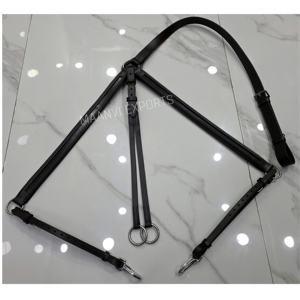 Pechera de cuero de última tendencia con martingala y herrajes de latón de canal vacío. Personaliza el ancho del canal vacío de la pechera. - Product Image 1