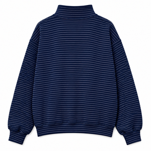 เสื้อสเวตเชิ้ตคอสูงลายทางสำหรับผู้หญิงระดับพรีเมียม ผู้ผลิตเสื้อผ้าแฟชั่นแบบกำหนดเอง - Product Image 2
