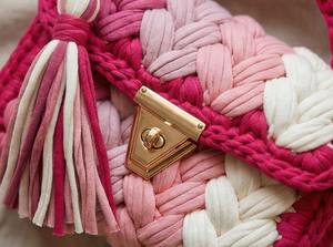 Bolso de Mano Trenzado Hecho a Mano en Tonos Rosa y Blanco con Dos Correas de Perlas, Bolso de Hombro Estilo Boho, Tejido con Cordón de Algodón para Mujer - Product Image 5