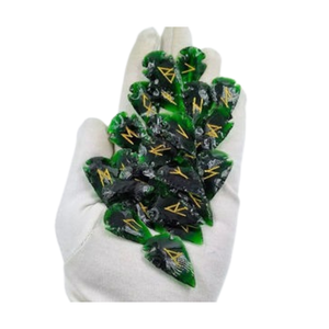Juego de Runas con Punta de Flecha de Obsidiana Verde, Tallado a Mano en Piedra Preciosa, Herramienta Espiritual, Regalo - Product Image 1