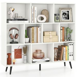 Libreria Moderna a 3 Livelli con 10 Cubi in Legno e 5 Gambe in Metallo per Soggiorno o Hotel, Organizzatore per Arredamento Casa - Product Image 5