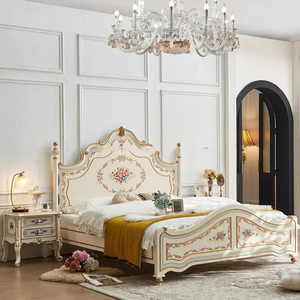 Envío Gratis: Juego de Dormitorio de Lujo con Almacenamiento, Tamaño King, de Caoba Sólida, Tallado a Mano con Motivos Florales, Estilo Francés Antiguo - Product Image 2