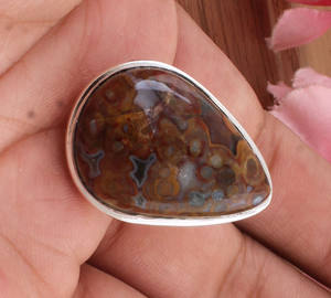 Bague en argent sterling 925 avec pierre précieuse en jaspe rouge naturel pour femme, bijou classique pour mariage, fête, cadeau - Product Image 4