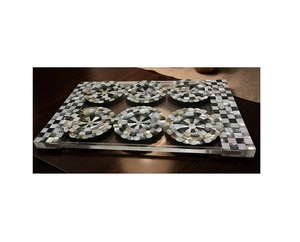 Ensemble de sets de table de luxe en acrylique avec incrustations de nacre, avec plateau assorti, antidérapant, réutilisable, respectueux de l'environnement - Product Image 2