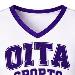 Haut d'uniforme de cheerleading violet sans manches, col en V, pour performance de danse athlétique, compétition d'équipe, vêtements de sport - Product Image 3