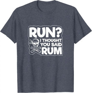 Camiseta de algodón informal para hombre con estampado de calavera pirata divertida de Run I Thought You Said Rum - Product Image 5