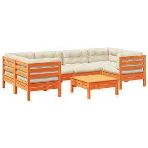 Grand ensemble de canapés de jardin en bois de pin massif et tissu Oxford, couleur brun ciré, durable - Product Image 2