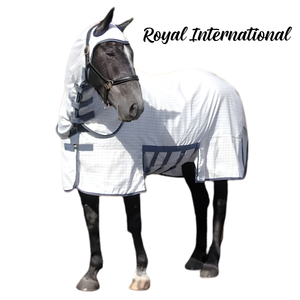 Manta Antimoscas para Caballo con Cubrecuello |   Manta de Verano Transpirable de Malla |   Alfombra de Protección Corporal Completa Contra Insectos para Establos Equinos, Uso en Exteriores - Product Image 2