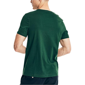 T-shirt Homme Vert Forêt Col Rond Manches Courtes 100% Coton Doux Uni Coupe Slim Décontracté Vente en Gros - Product Image 2