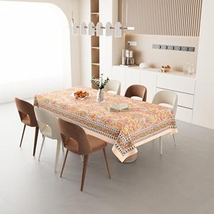 Handmade Floral Cotton <b>Tablecloth</b> Rectangular Washable Eco-Friendly Reusable Custom for Home Wedding Banquet Party - Product Image 1