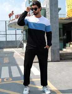 Men's Colorblock Sweatshirt and Sweatpants 2 Piece Casual Tracksuits Long Sleeve Pullover Jogging Sweatsuit <b>Set</b> - Product Image 3