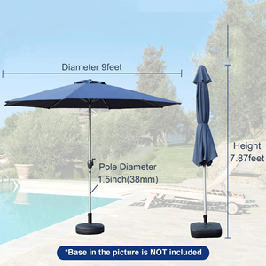 Ombrellone da Patio da 2,7 m con Manovella Inclinabile a Pulsante, Protezione UV, Impermeabile, Ombrellone da Giardino per Esterni 8 - Product Image 6
