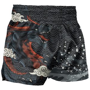 Muay Thai short custom logo satin fabric breathable lightweight gym training shorts <b>elastic</b> waistband fitness wear for men women - Product Image 1