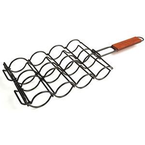 Panier de barbecue antiadhésif durable avec poignée en bois de qualité supérieure Support de maïs facile pour accessoires de grillade - Product Image 2