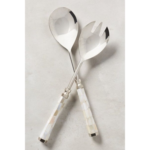 Atractivo juego de utensilios para servir ensalada de lujo, de acero inoxidable dorado, con mango dorado, juego de 2 piezas. - Product Image 6