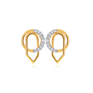 Pendientes de Diamantes Minimalistas con Corte Brillante Redondo en Oro Amarillo, para Uso Diario Femenino, Cuteness Amplified - Product Image 1
