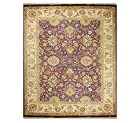 FAF CARPET Luxuriöser Handgeknüpfter Persischer Polyester-Teppich Premium Modern Schlingenflor Blumenmuster Jute-Rückseite Dünner 10-12mm Flor