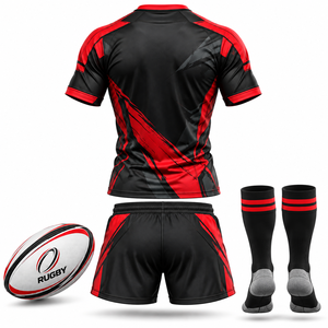 Custom <b>Rugby</b> Uniform Set for Men with Sublimated Design Breathable Polyester Fabric Lightweight Sports Jersey & <b>Shorts</b> for Team - Product Image 3