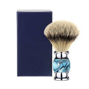 Pinceau à raser de luxe style Silvertip avec poignée ergonomique, pinceau à raser traditionnel à manche en bois pour le rasage humide - Product Image 5