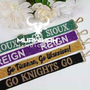 Sangle de sac brodée de perles de luxe, sangle décorative brodée de perles de rocaille avec taille personnalisée - Product Image 1