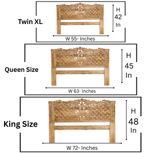 Cabecero de Cama King Size de Madera de Mango Sólida Tallada a Mano, Diseño Rústico, Acabado Natural, Muebles para el Hogar - Product Image 6