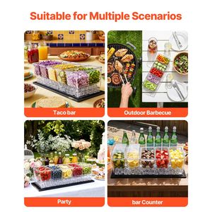 Plateau de service réfrigéré pour condiments - Plateau de service à 5 compartiments refroidi par glace pour garnitures de fruits, en plastique - Product Image 6