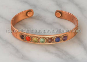 สร้อยข้อมือทองแดงแม่เหล็กเจ็ดจักระ ROYAL ARTISANS กันน้ำ ประดับอัญมณี ช่วยบำบัดรักษา - Product Image 5
