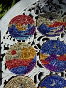 Handmade Rhinestone Landscape Coaster Set - Product Image 2
