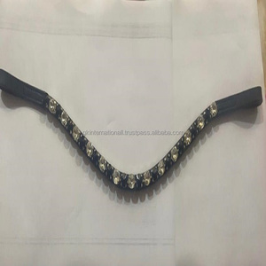 Banda de cuero para cejas de caballo, 1 Fila de cristales negros y plateados de gran calidad, redonda, mega ostentosa, en todos los tamaños personalizados - Product Image 2