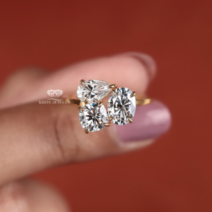 Three Stone Lab Grown Diamond Engagement <b>Ring</b> Mixed Shape Pear Oval and <b>Cushion</b> Cut Bridal <b>Wedding</b> Jewelry Supplier - Product Image 5