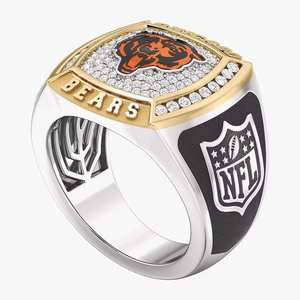 Anillo de Campeonato de la NFL de los Chicago Bears, Chapado en Oro de 18K, con Incrustaciones de Diamantes, Diseño de Escudo de Lujo para Hombre - Product Image 3