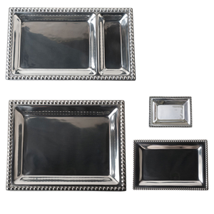 Classical Style Stainless Steel Serving <b>Trays</b> With Silver Finished 3 Pieces For Your Home <b>Kitchen</b> Storage & Drink Serving <b>Tray</b> - Product Image 3