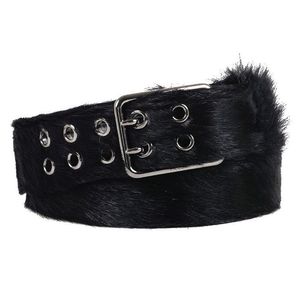Ceinture décontractée vintage en cuir de vache noir avec boucle à ardillon rectangulaire en acier argenté, largeur 3,5 cm, longueur 125 cm - Product Image 4